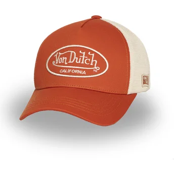 Justerbar orange og beige truckerkasket LOF B33 fra Von Dutch