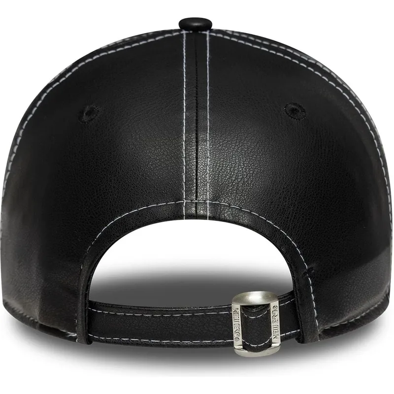 sort-justerbar-curved-kasket-til-kvinder-9forty-topstitch-pu-fra-new-york-yankees-mlb-fra-new-era