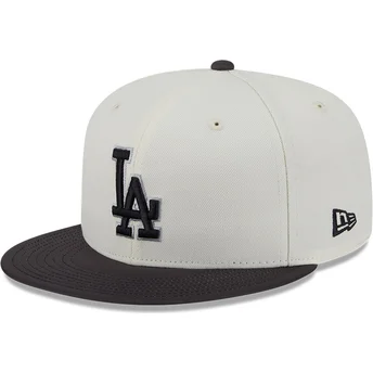 Los Angeles Dodgers MLB New Era 59FIFTY CLR DVLP beige og sort justeret flad kasket