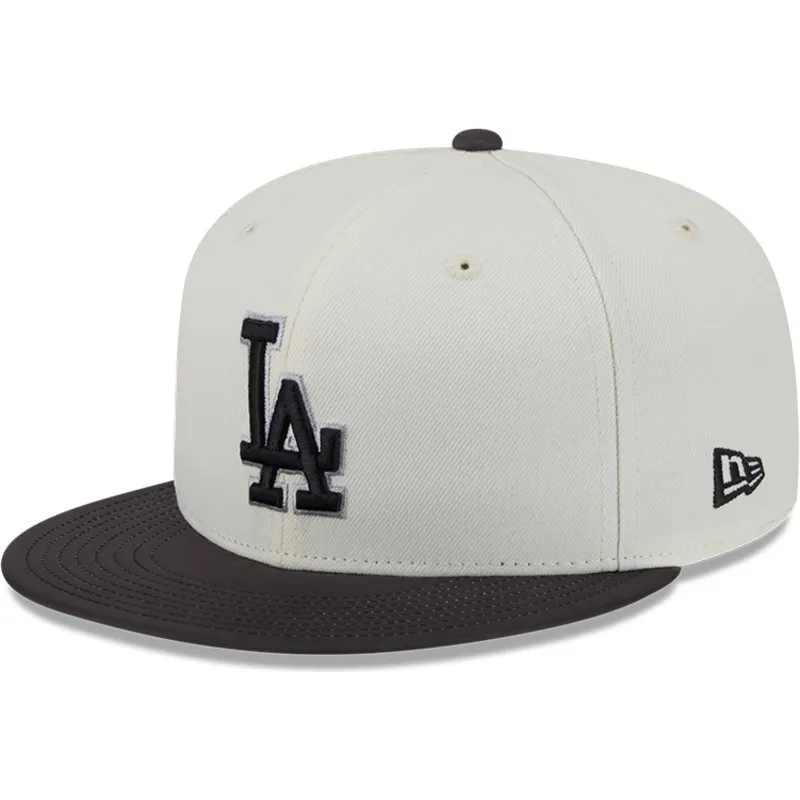 beige-og-sort-fitted-flat-cap-59fifty-clr-dvlp-fra-los-angeles-dodgers-mlb-fra-new-era