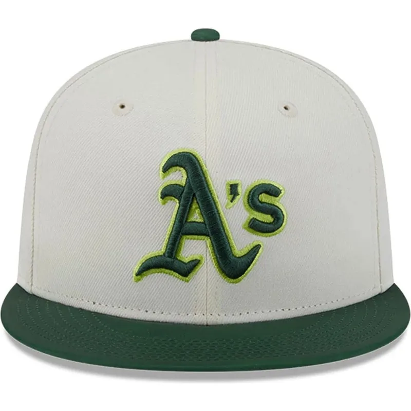 flad-beige-og-gron-fitted-kasket-59fifty-clr-dvlp-fra-oakland-athletics-mlb-fra-new-era
