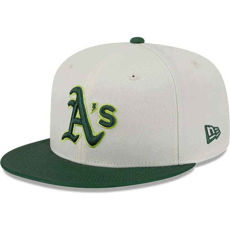 flad-beige-og-gron-fitted-kasket-59fifty-clr-dvlp-fra-oakland-athletics-mlb-fra-new-era