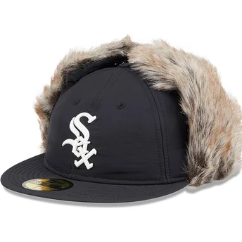 Chicago White Sox MLB New Era 59FIFTY Sort Justerbar Flat Cap med Vinter Øreklapper