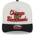 beige-og-sort-buet-snapback-9fifty-a-frame-chainstitch-kasket-fra-chicago-blackhawks-nhl-fra-new-era