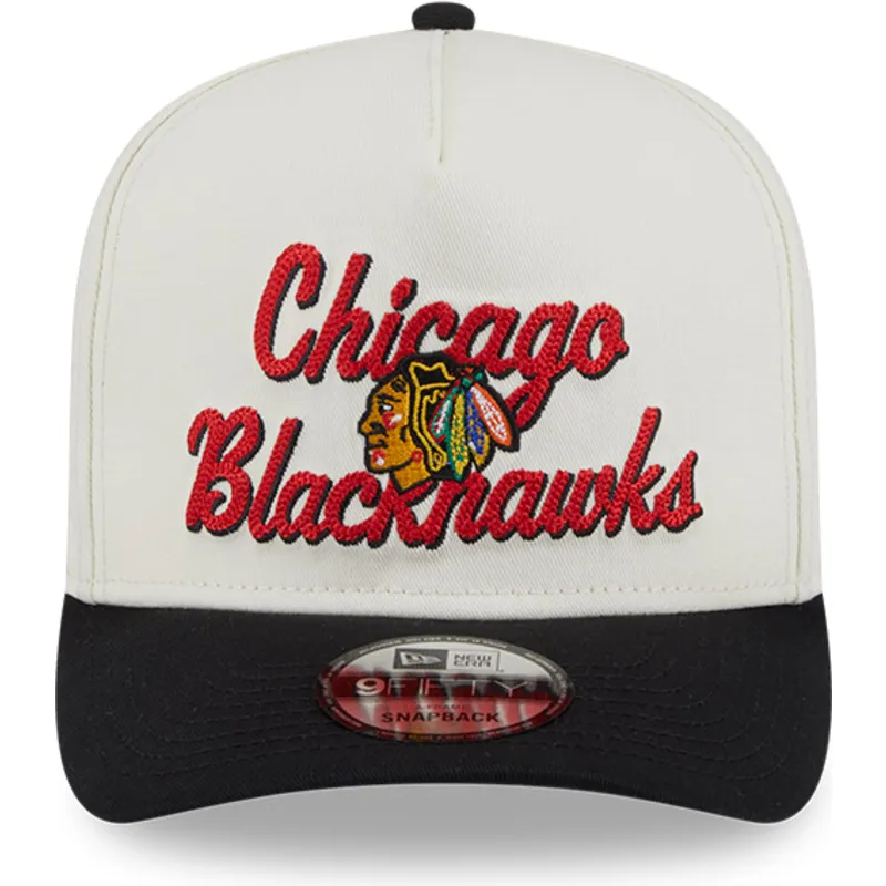 beige-og-sort-buet-kasket-snapback-9fifty-a-frame-chainstitch-fra-chicago-blackhawks-nhl-fra-new-era