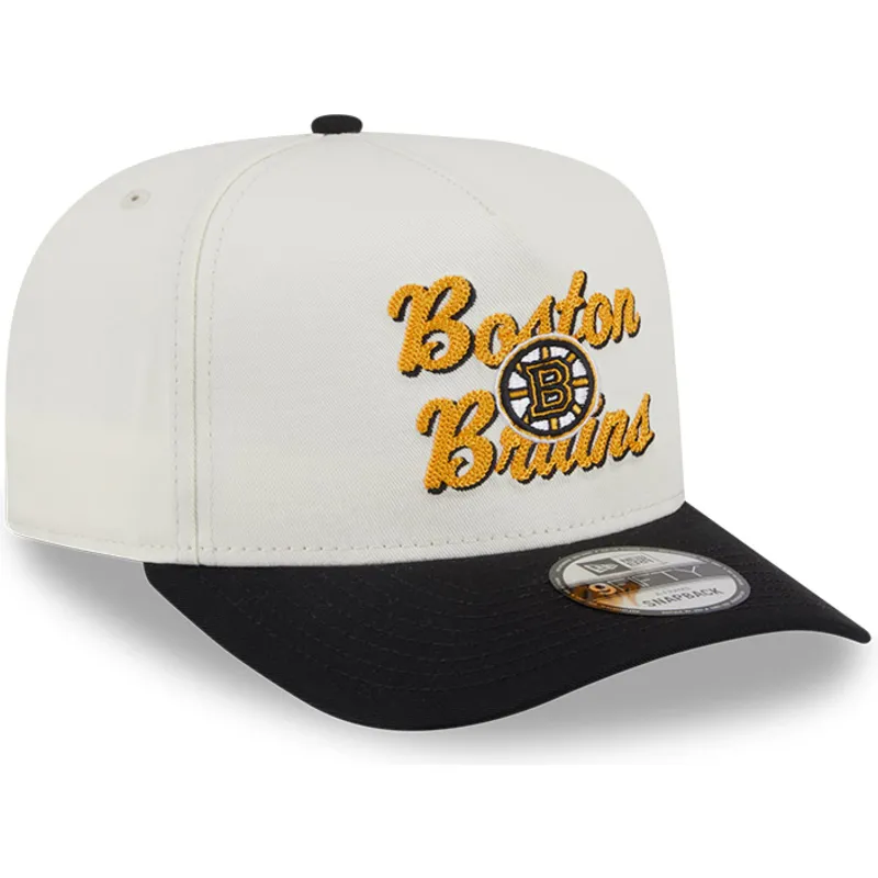 beige-og-sort-buet-kasket-snapback-9fifty-a-frame-chainstitch-fra-boston-bruins-nhl-fra-new-era