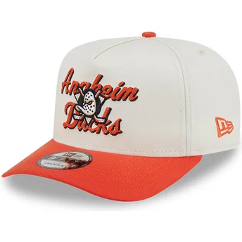 Snapback 9FIFTY A Frame Chainstitch kasket i beige og orange fra Anaheim Ducks NHL af New Era