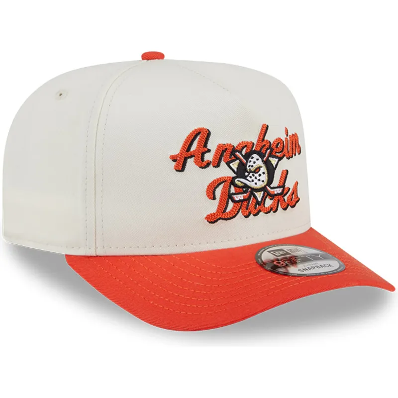 beige-og-orange-buet-kasket-snapback-9fifty-a-frame-chainstitch-fra-anaheim-ducks-nhl-fra-new-era