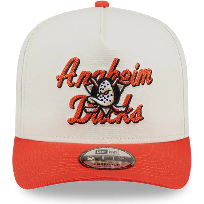 beige-og-orange-buet-kasket-snapback-9fifty-a-frame-chainstitch-fra-anaheim-ducks-nhl-fra-new-era