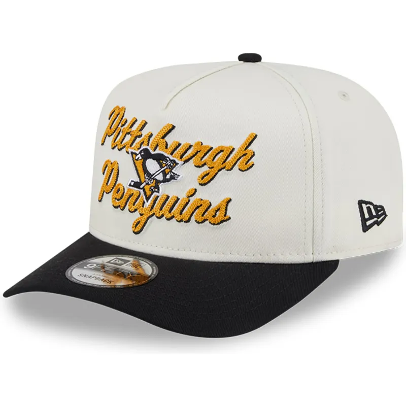 beige-og-sort-buet-kasket-snapback-9fifty-a-frame-chainstitch-fra-pittsburgh-penguins-nhl-fra-new-era
