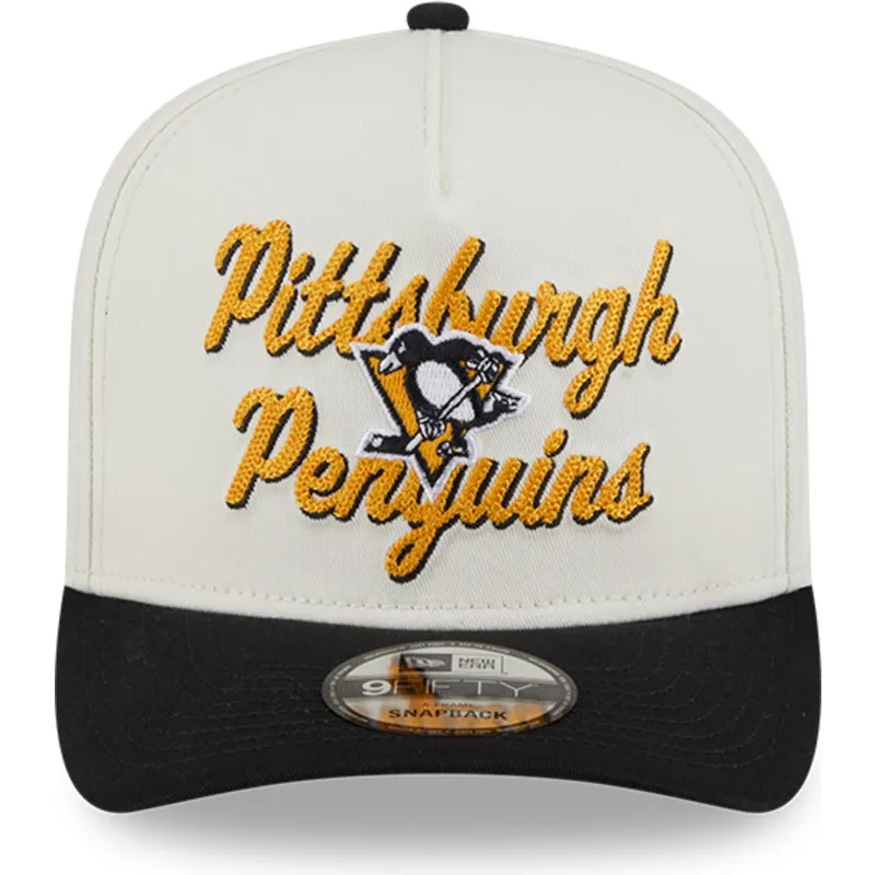 beige-og-sort-buet-kasket-snapback-9fifty-a-frame-chainstitch-fra-pittsburgh-penguins-nhl-fra-new-era