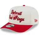 beige-og-rod-buet-kasket-snapback-9fifty-a-frame-chainstitch-fra-detroit-red-wings-nhl-fra-new-era