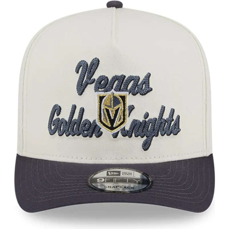 buet-beige-og-gra-snapback-kasket-9fifty-a-frame-chainstitch-fra-vegas-golden-knights-nhl-fra-new-era
