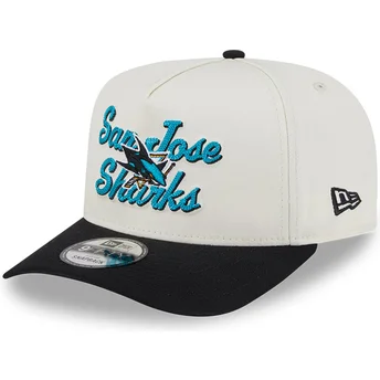 San Jose Sharks NHL New Era 9FIFTY A Frame Chainstitch beige og sort snapback kasket