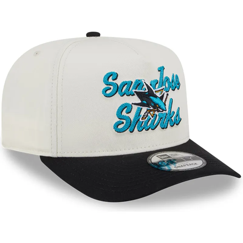 beige-og-sort-buet-kasket-snapback-9fifty-a-frame-chainstitch-fra-san-jose-sharks-nhl-fra-new-era