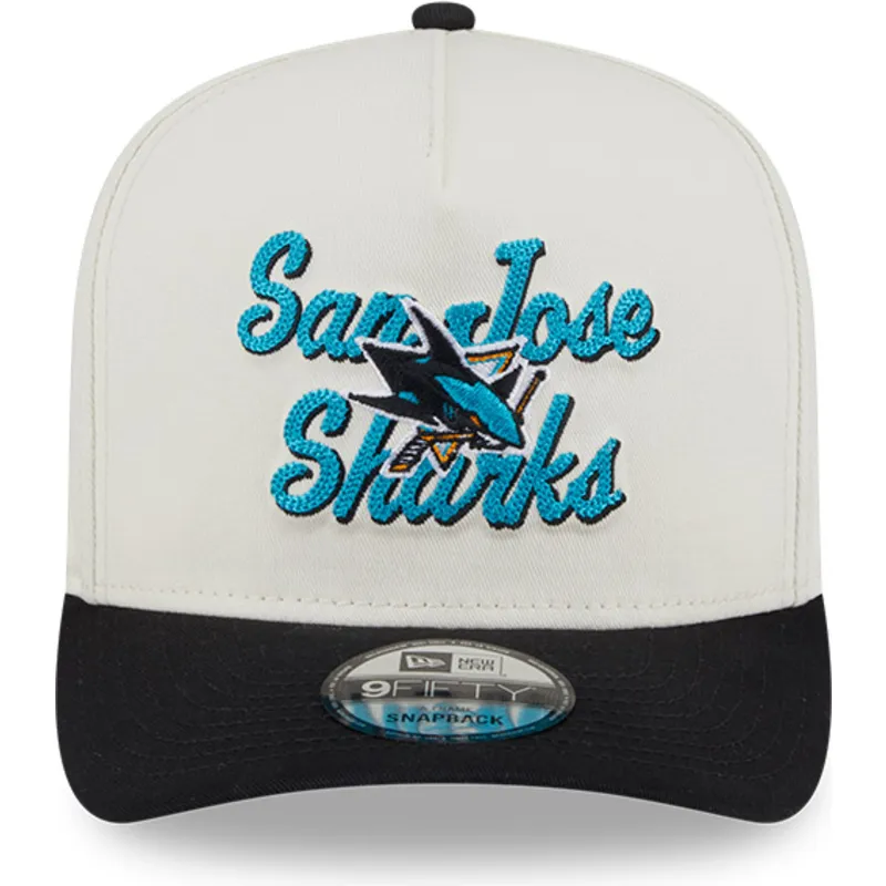 beige-og-sort-buet-kasket-snapback-9fifty-a-frame-chainstitch-fra-san-jose-sharks-nhl-fra-new-era