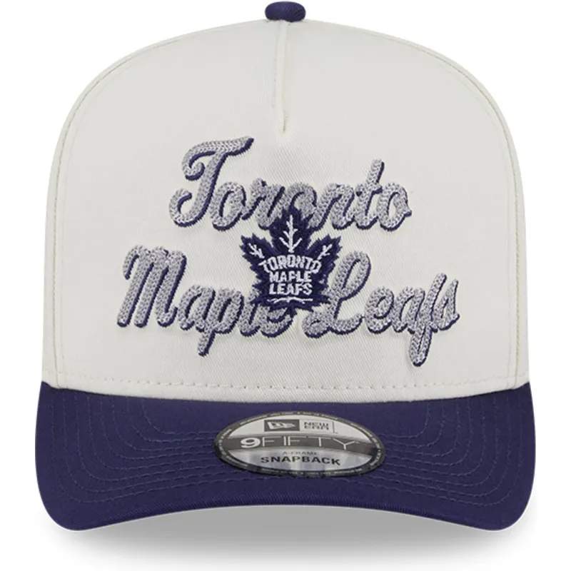 beige-og-violet-buet-kasket-snapback-9fifty-a-frame-chainstitch-fra-toronto-maple-leafs-nhl-fra-new-era