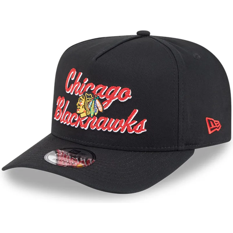 sort-buet-snapback-kasket-9fifty-a-frame-chainstitch-fra-chicago-blackhawks-nhl-fra-new-era