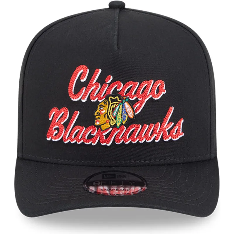 sort-buet-snapback-kasket-9fifty-a-frame-chainstitch-fra-chicago-blackhawks-nhl-fra-new-era