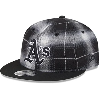 Sort flad snapback 9FIFTY Retro Crown Plaid kasket fra Oakland Athletics MLB fra New Era