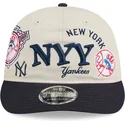buet-beige-og-marinebla-snapback-kasket-9fifty-retro-crown-scatter-fra-new-york-yankees-mlb-fra-new-era