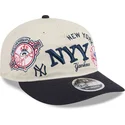 buet-beige-og-marinebla-snapback-kasket-9fifty-retro-crown-scatter-fra-new-york-yankees-mlb-fra-new-era