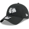 justerbar-sort-buet-kasket-9twenty-stamp-af-chicago-blackhawks-nhl-fra-new-era
