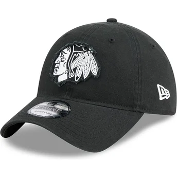 Justerbar sort buet kasket 9TWENTY Stamp af Chicago Blackhawks NHL fra New Era