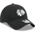 justerbar-sort-buet-kasket-9twenty-stamp-af-chicago-blackhawks-nhl-fra-new-era