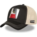 trucker-kasket-sort-og-beige-snoopy-og-emilio-pea6-naw6-peanuts-fra-capslab