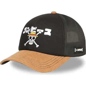 Trucker kasket sort og brun Straw Hat Pirates OP6 ONE One Piece fra Capslab