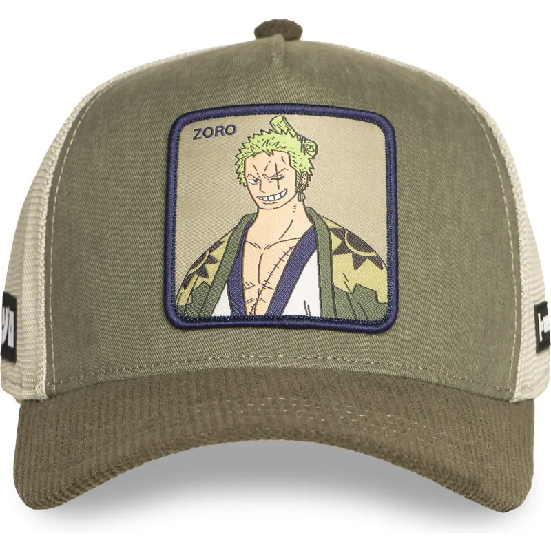 gron-og-beige-trucker-kasket-roronoa-zoro-op6-zor-one-piece-fra-capslab