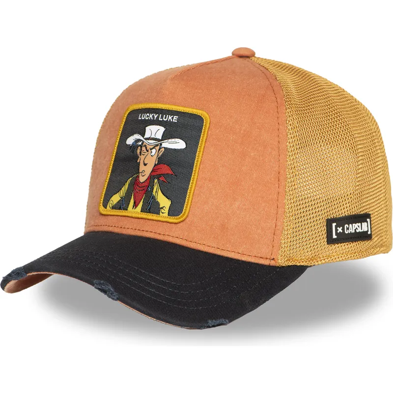 trucker-kasket-orange-og-sort-lucky-luke-lck2-lob-fra-capslab
