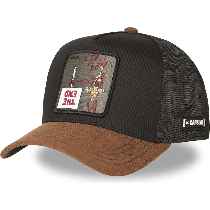 trucker-kasket-sort-og-brun-coyote-loo12-wi2-looney-tunes-fra-capslab