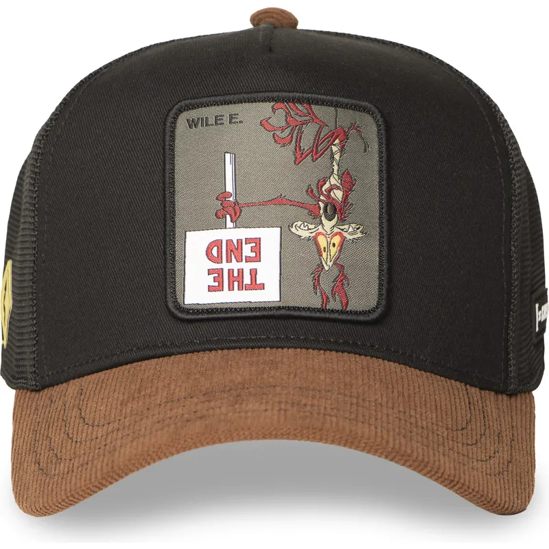 trucker-kasket-sort-og-brun-coyote-loo12-wi2-looney-tunes-fra-capslab