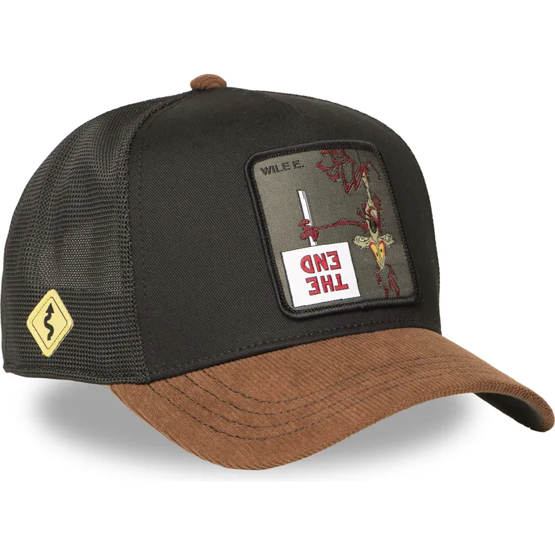 trucker-kasket-sort-og-brun-coyote-loo12-wi2-looney-tunes-fra-capslab