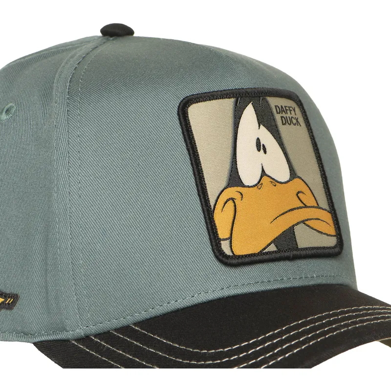gron-og-sort-curved-snapback-kasket-daffy-duck-loo12-daf2-looney-tunes-fra-capslab
