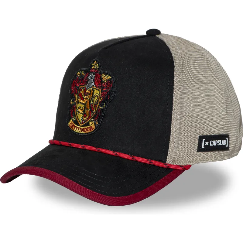 sort-og-beige-trucker-kasket-gryffindor-hp3-gry-harry-potter-fra-capslab