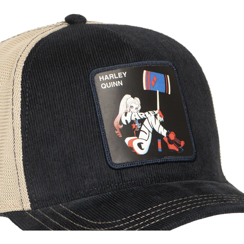 trucker-kasket-sort-og-beige-harley-quinn-dc10-har-dc-comics-fra-capslab