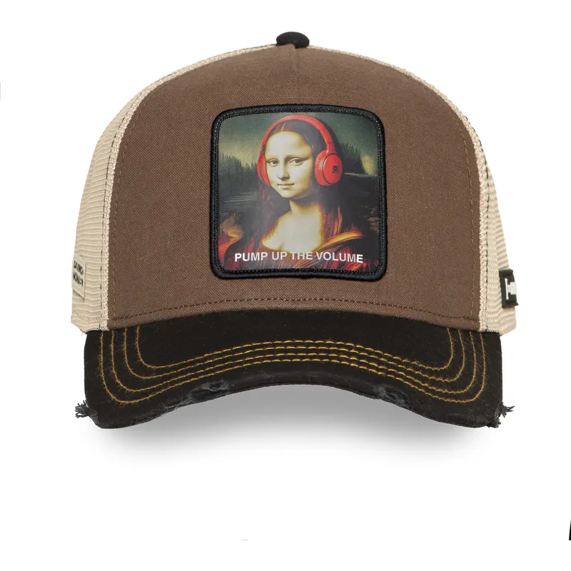 trucker-kasket-brun-og-sort-mona-lisa-pump-up-the-volume-fam-mon-famous-fra-capslab