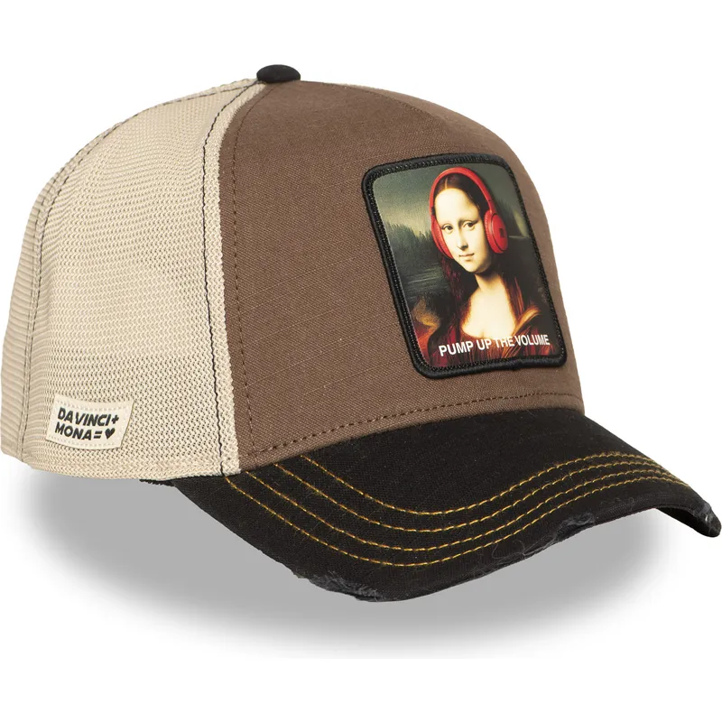 trucker-kasket-brun-og-sort-mona-lisa-pump-up-the-volume-fam-mon-famous-fra-capslab