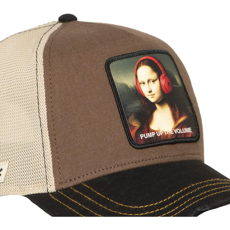 trucker-kasket-brun-og-sort-mona-lisa-pump-up-the-volume-fam-mon-famous-fra-capslab