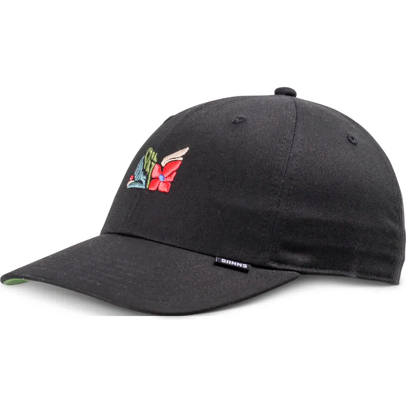 sort-justerbar-curved-cap-m-flowers-fra-djinns