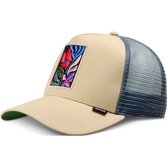 Gorra trucker beige M-Flowers HFT fra Djinns