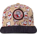 lucky-cat-linen-djinns-beige-og-sort-snapback-flad-kasket-til-dreng