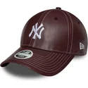 new-era-new-york-yankees-mlb-9forty-topstitch-pu-justerbar-buet-kasket-i-bordeaux