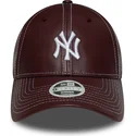 new-era-new-york-yankees-mlb-9forty-topstitch-pu-justerbar-buet-kasket-i-bordeaux