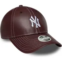 new-era-new-york-yankees-mlb-9forty-topstitch-pu-justerbar-buet-kasket-i-bordeaux
