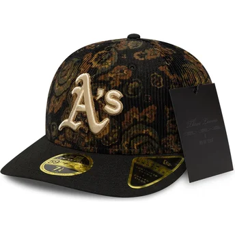 Sort, buet, justerbar 59FIFTY Low Profile Floral Cord Three Looms Printed Corduroy Oakland Athletics MLB kasket fra New Era