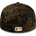 sort-buet-justerbar-59fifty-low-profile-floral-cord-three-looms-printed-corduroy-oakland-athletics-mlb-kasket-fra-new-era